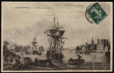 Landerneau. - Dessin de N. Ozanne représentant le port en 1776