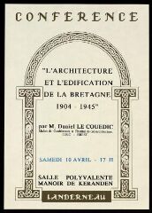 Conférence «  L’architecture et l’édification de la Bretagne. 1904 - 1945 »