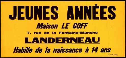 Jeunes années – Maison Le Goff - Confection enfants (de la naissance à 14 ans) – Landerneau