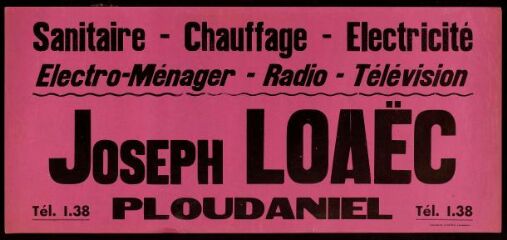 Joseph Loaec – Sanitaire-Chauffage-Electricité – Electro-ménager-radio-TV