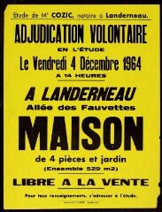 Adjudication volontaire d'une maison, allée des Fauvettes à Landerneau