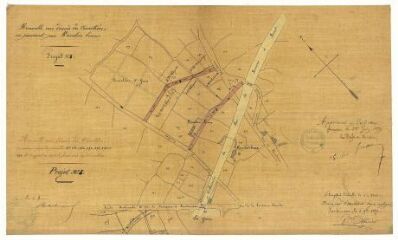 Plan des nouvelles voies d’accès du Cimetière en passant par Keranden Bian, projets n°3 et 4