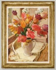 1 vue  - Tableau représentant un vase de tulipes (ouvre la visionneuse)
