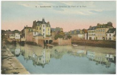 1 vue  - Carte postale Landerneau représentant le pont habité et les quais (ouvre la visionneuse)