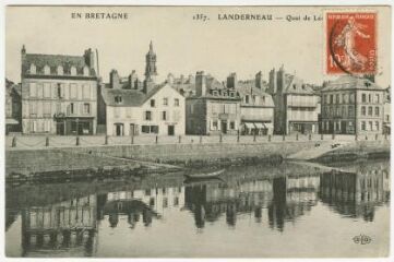 1 vue  - Carte postale, Landerneau, Quai de Léon (ouvre la visionneuse)