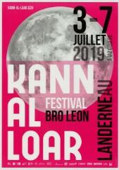 1 vue Festival Kann Al Loar.- Affiche 2019 : lune argentée sur fond rose. 3 au 7 juillet