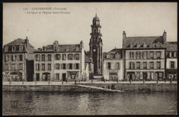 1 vue  - Landerneau. - Vue sur le quai de Cornouaille et l\'église Saint-Thomas (ouvre la visionneuse)