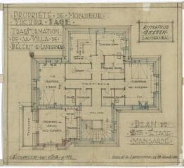 1 vue  - Villa Bélérit, transformation et agrandissement : plan de la 2ème mansardé (ouvre la visionneuse)