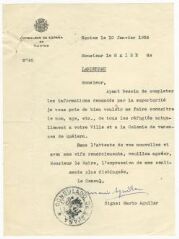 1 vue  - Correpondance du Consul d\'Espagne à Nantes au maire de Landerneau (ouvre la visionneuse)
