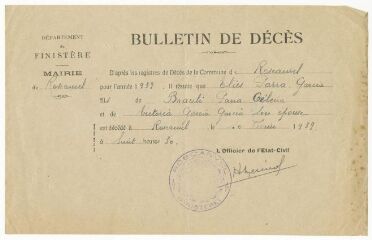 1 vue  - Bulletin de décès Elies Parra Garcia le 10/02/1939 (ouvre la visionneuse)