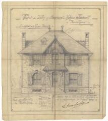 1 vue  - Projet de villa à Brignogan, Monsieur Joubert, plan de la façade principale (ouvre la visionneuse)